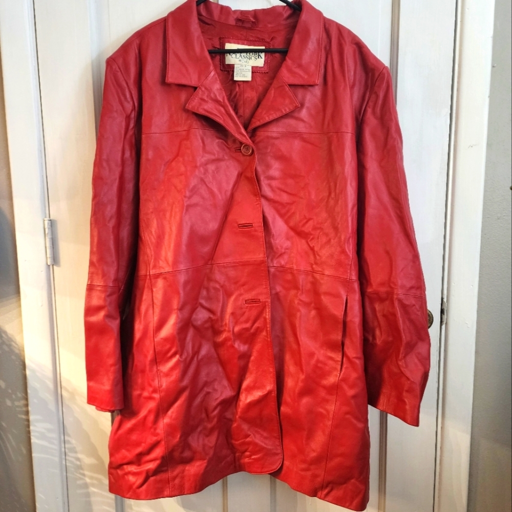 New York Classics Red LEATHER Coat, Size 26/28